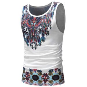 Fashionable Workout Shirts Tank Tops White Color Printed