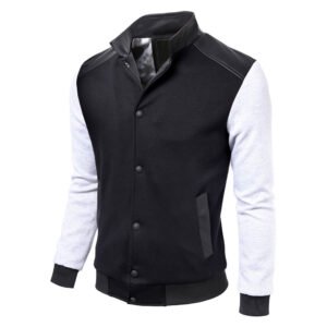 Factory Direct Sales Casual Stadium Jacket black and White